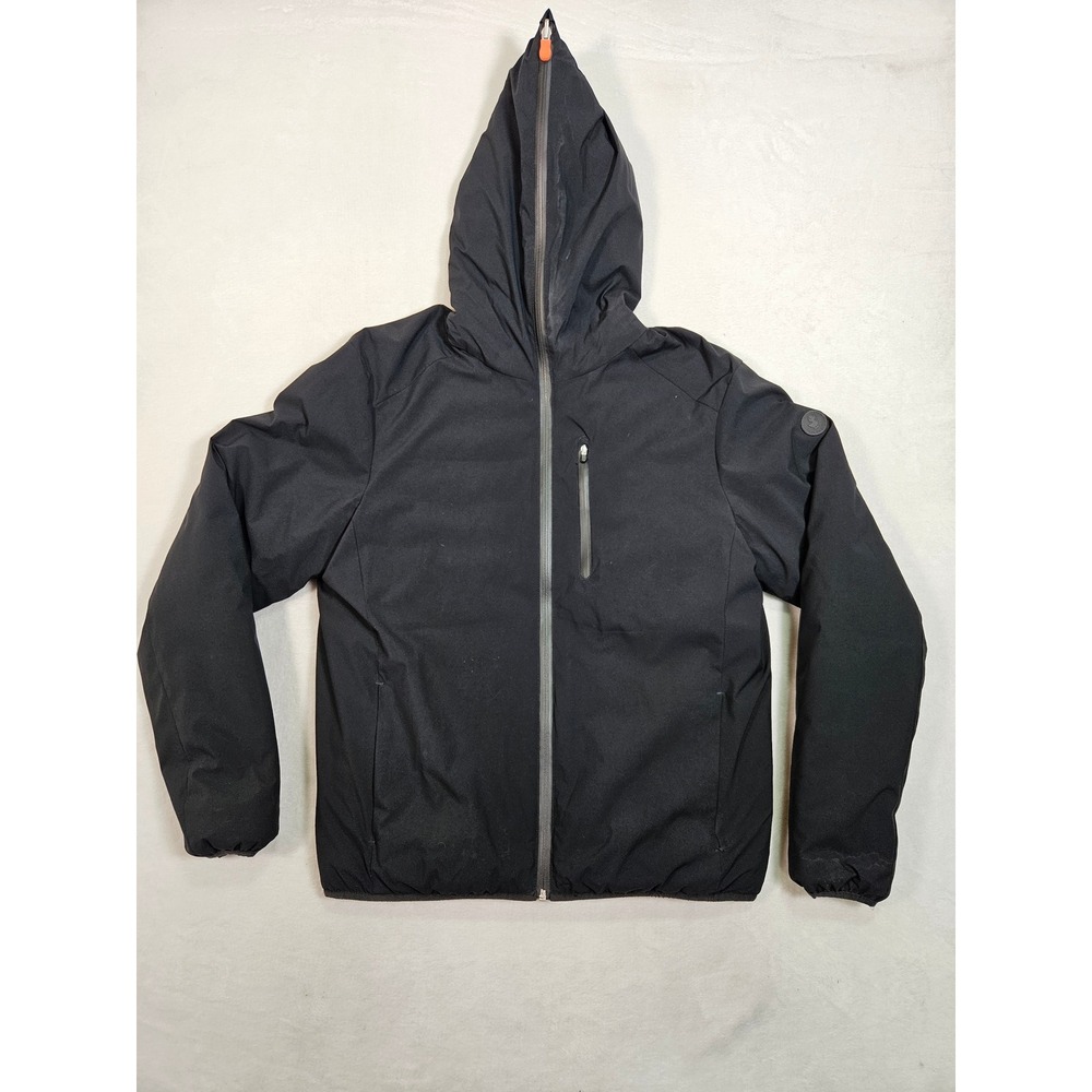 Save The Duck Mens Hooded Puffer Jacket Black Techwear Water Resistant Coat